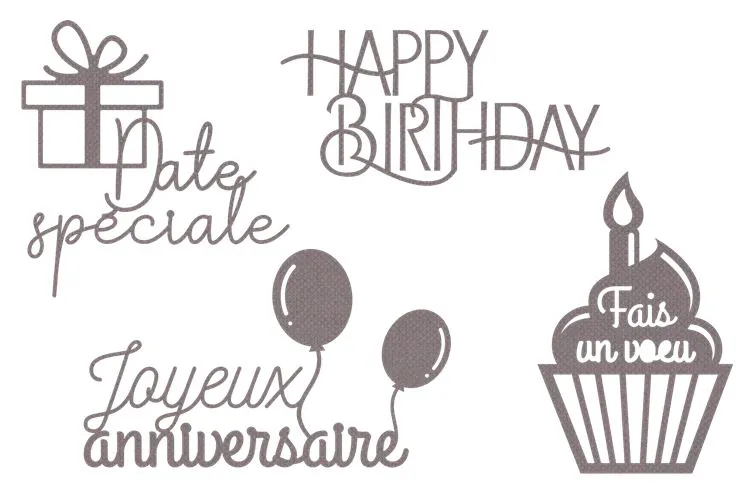Matrices de découpe 'Mots anniversaire' 