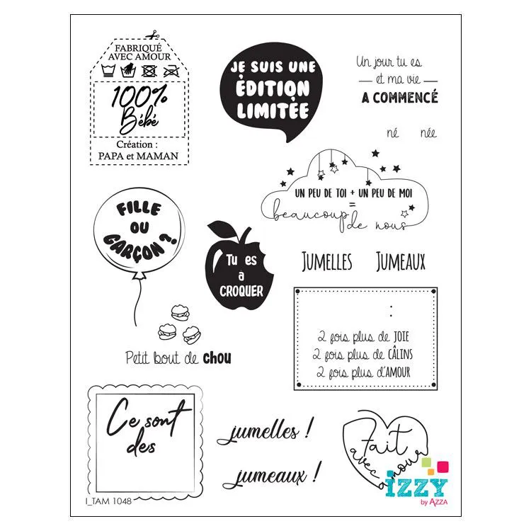 Tampons diamant 'Mini mots naissance'