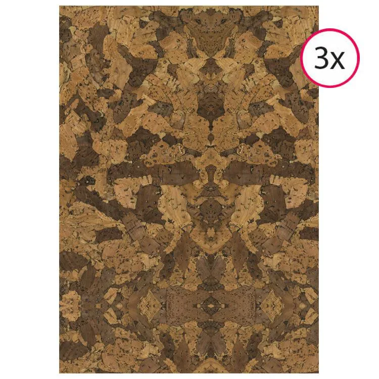 Feuilles adhésive matière 'Liège patchwork'(3pcs)