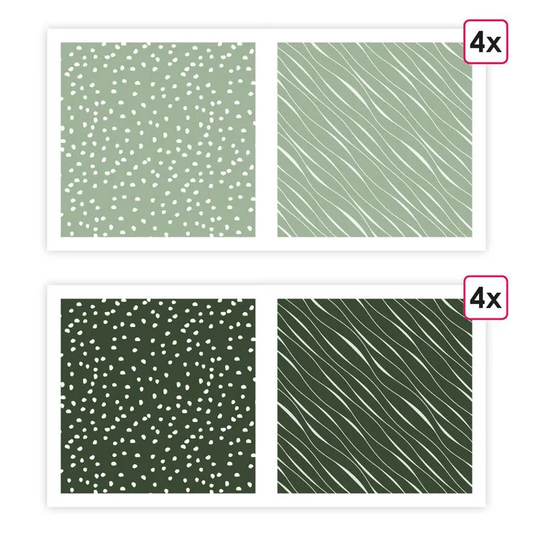 Papiers imprimés 'Essentiel 'Vert de gris' (8f)