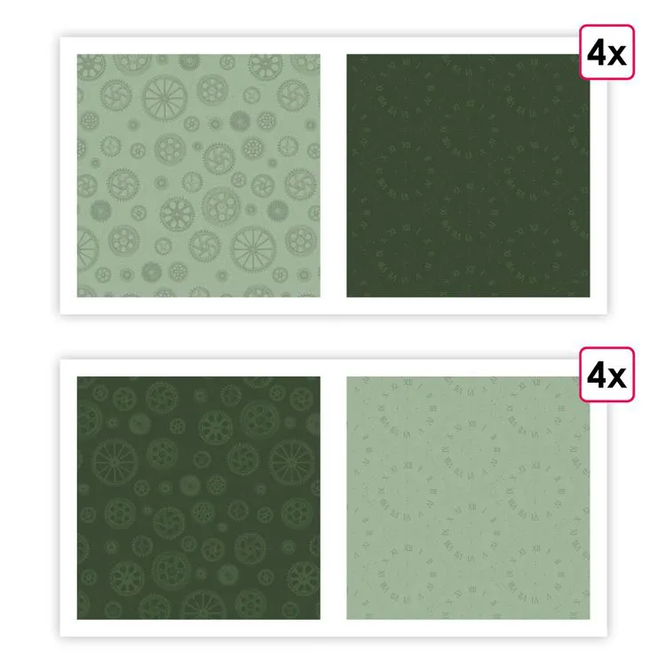 Papiers imprimés 'Engrenages' (8f)