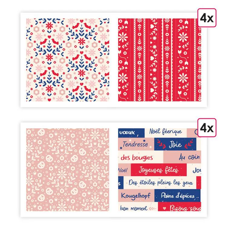 Papiers imprimés 'Noël alsacien' (8f)