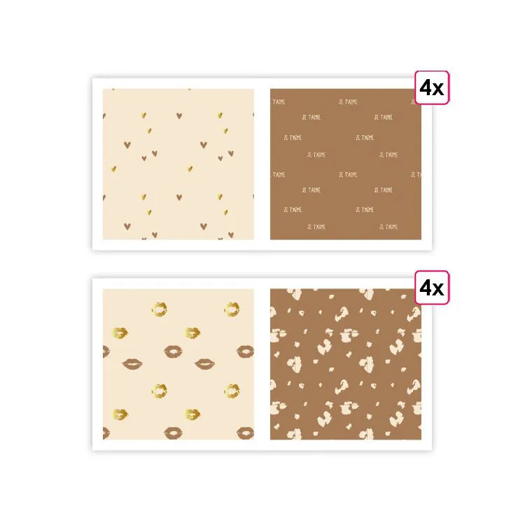 Papiers imprim&eacute;s 'St Valentin' (Gold foil) (8f) 