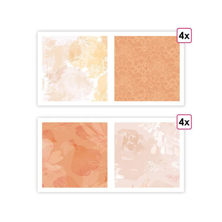 Papiers imprim&eacute;s 'Jolies fleurs' (8f)