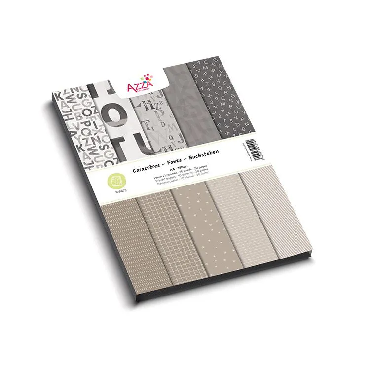 Bloc de papiers imprim&eacute;s 'Caract&egrave;res' (A4)